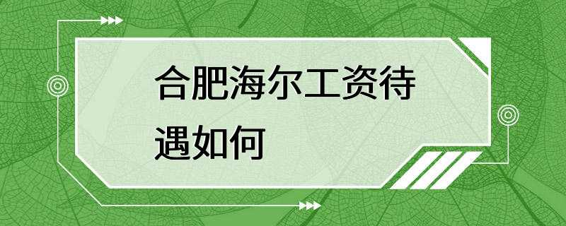 合肥海尔工资待遇如何