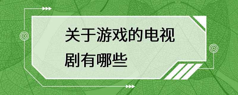 关于游戏的电视剧有哪些