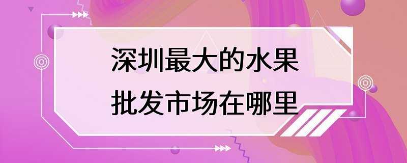 深圳最大的水果批发市场在哪里