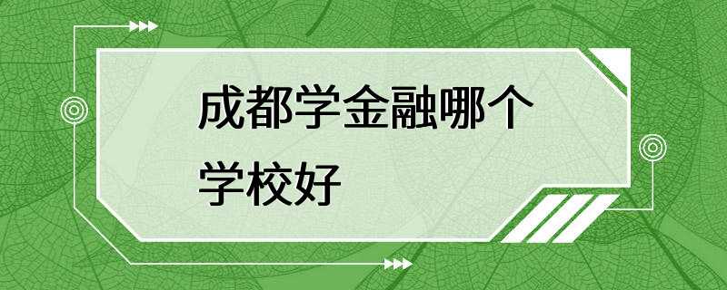 成都学金融哪个学校好