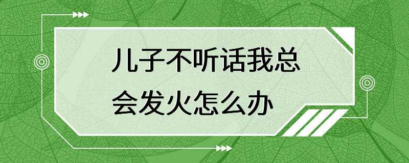 儿子不听话我总会发火怎么办