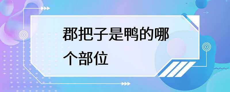 郡把子是鸭的哪个部位