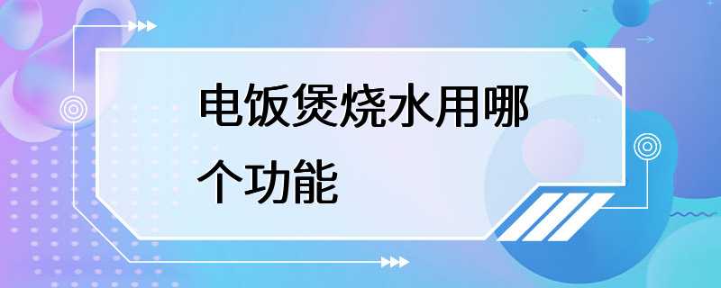 电饭煲烧水用哪个功能