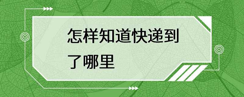 怎样知道快递到了哪里