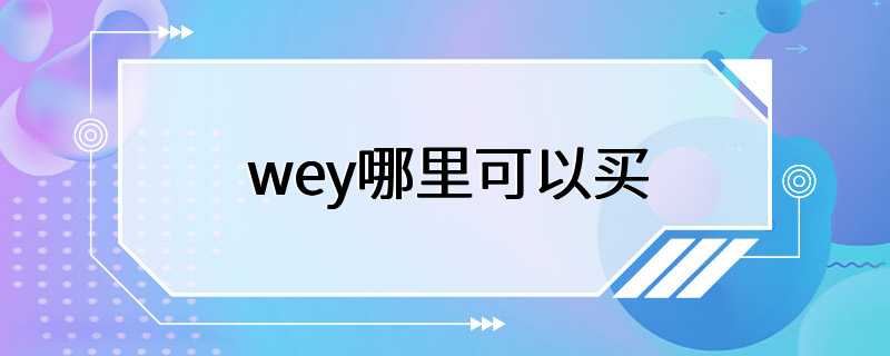 wey哪里可以买