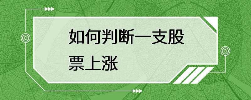 如何判断一支股票上涨