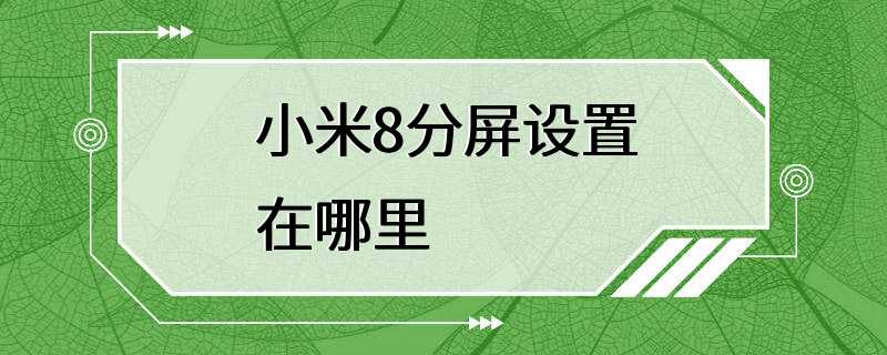 小米8分屏设置在哪里