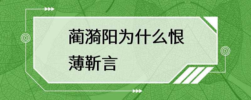 蔺漪阳为什么恨薄靳言