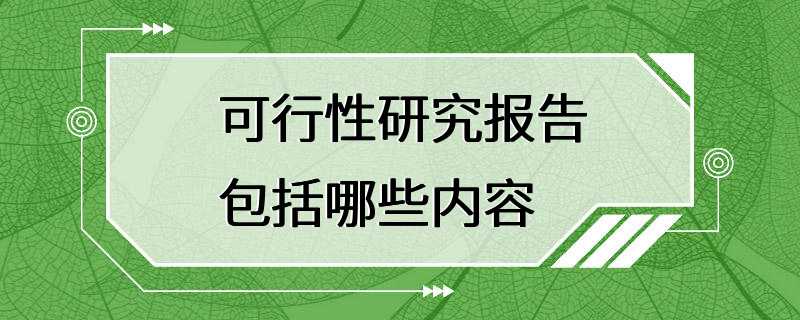 可行性研究报告包括哪些内容