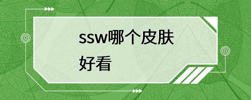 ssw哪个皮肤好看