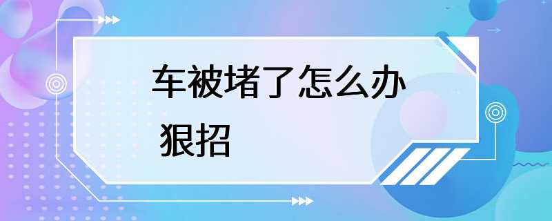 车被堵了怎么办 狠招