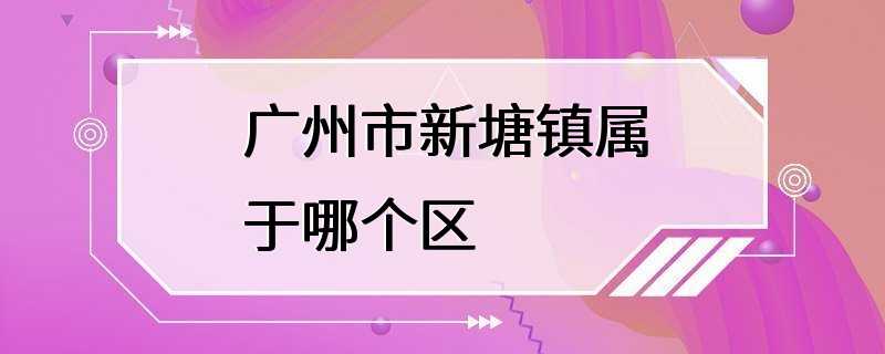 广州市新塘镇属于哪个区