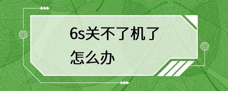 6s关不了机了怎么办