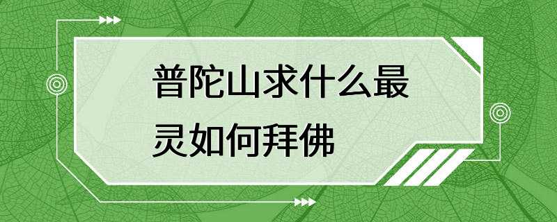 普陀山求什么最灵如何拜佛