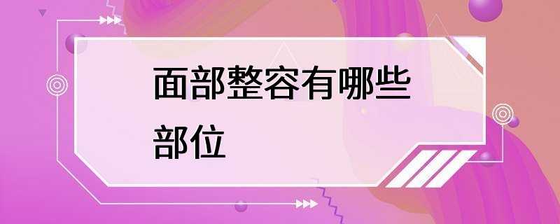 面部整容有哪些部位