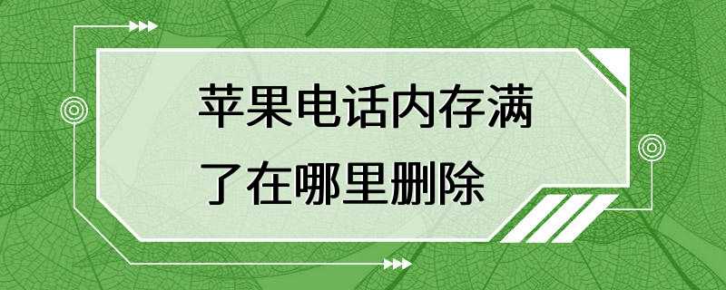 苹果电话内存满了在哪里删除