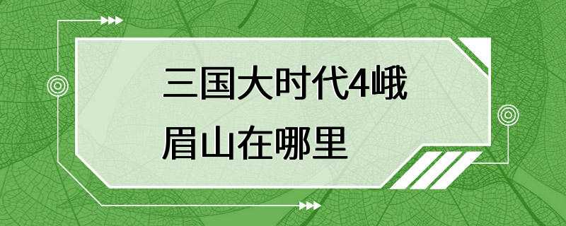 三国大时代4峨眉山在哪里