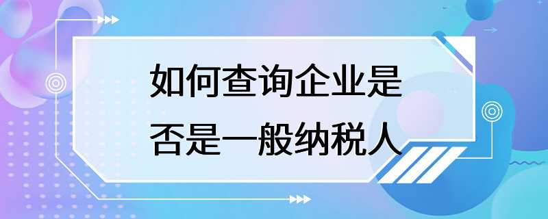 如何查询企业是否是一般纳税人