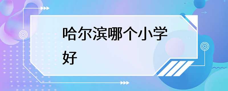 哈尔滨哪个小学好