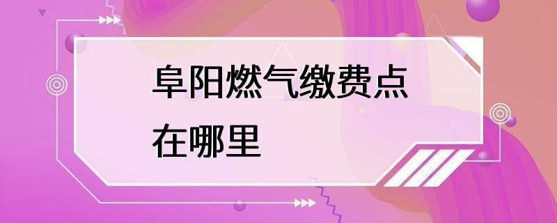 阜阳燃气缴费点在哪里