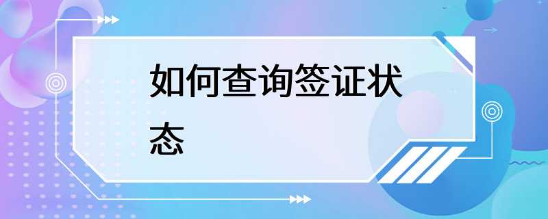 如何查询签证状态