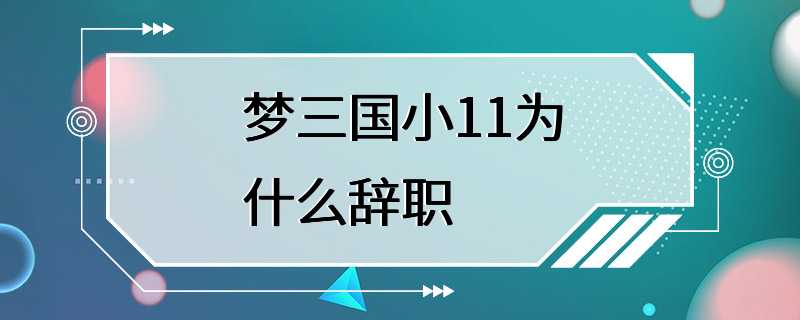 梦三国小11为什么辞职